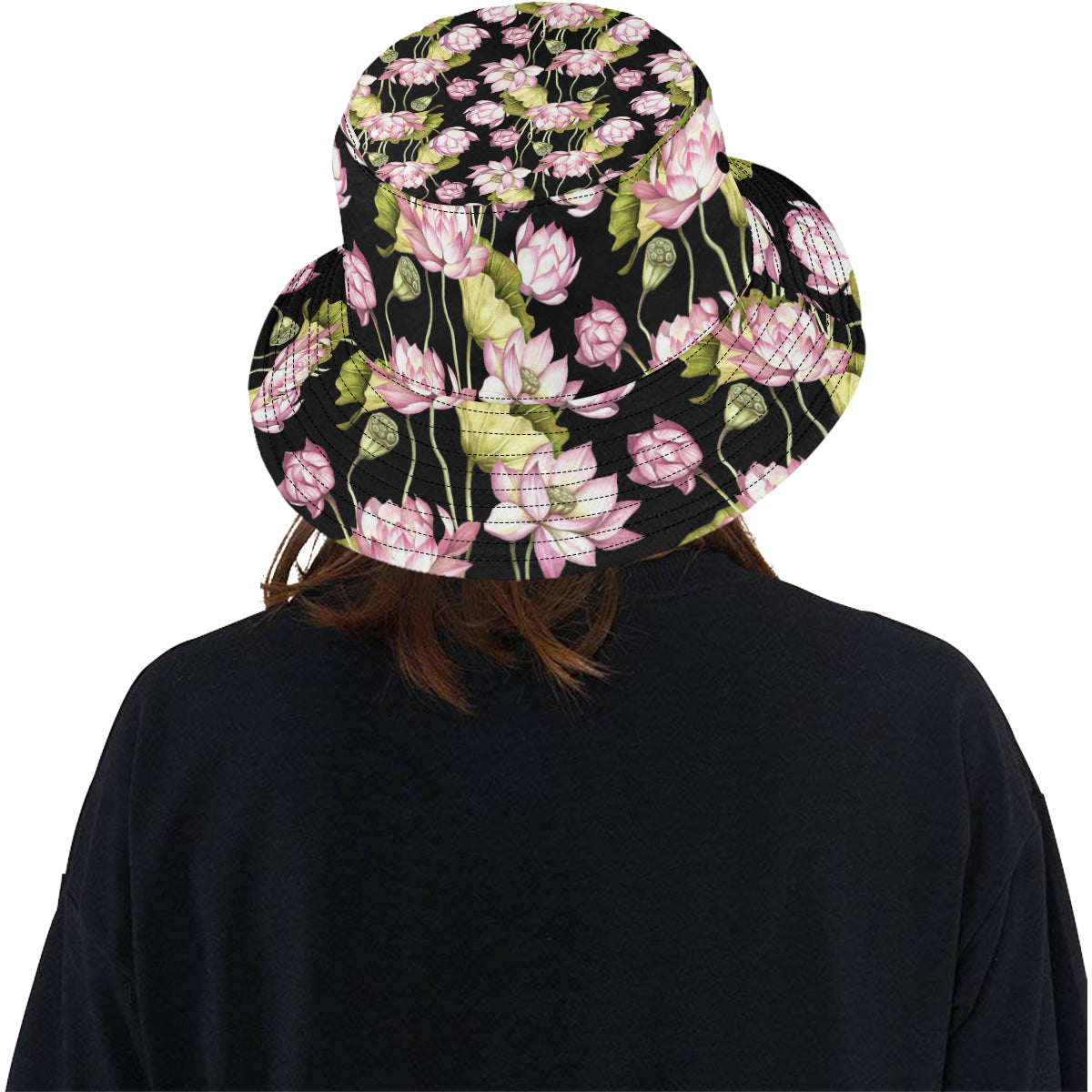 Water Lily Pattern Print Design WL06 Unisex Bucket Hat