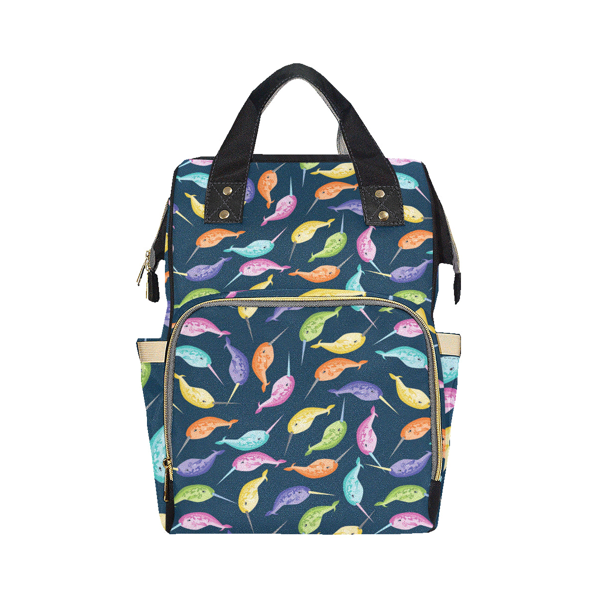 Narwhal Colorful Pattern Print Design 03 Diaper Bag Backpack