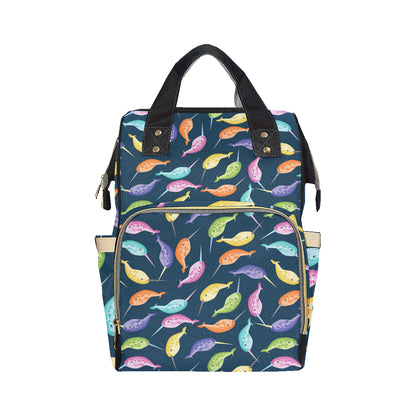 Narwhal Colorful Pattern Print Design 03 Diaper Bag Backpack
