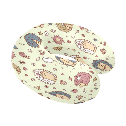 Hedgehog Cute Pattern Print Design 01 U-Shaped Travel Neck Pillow
