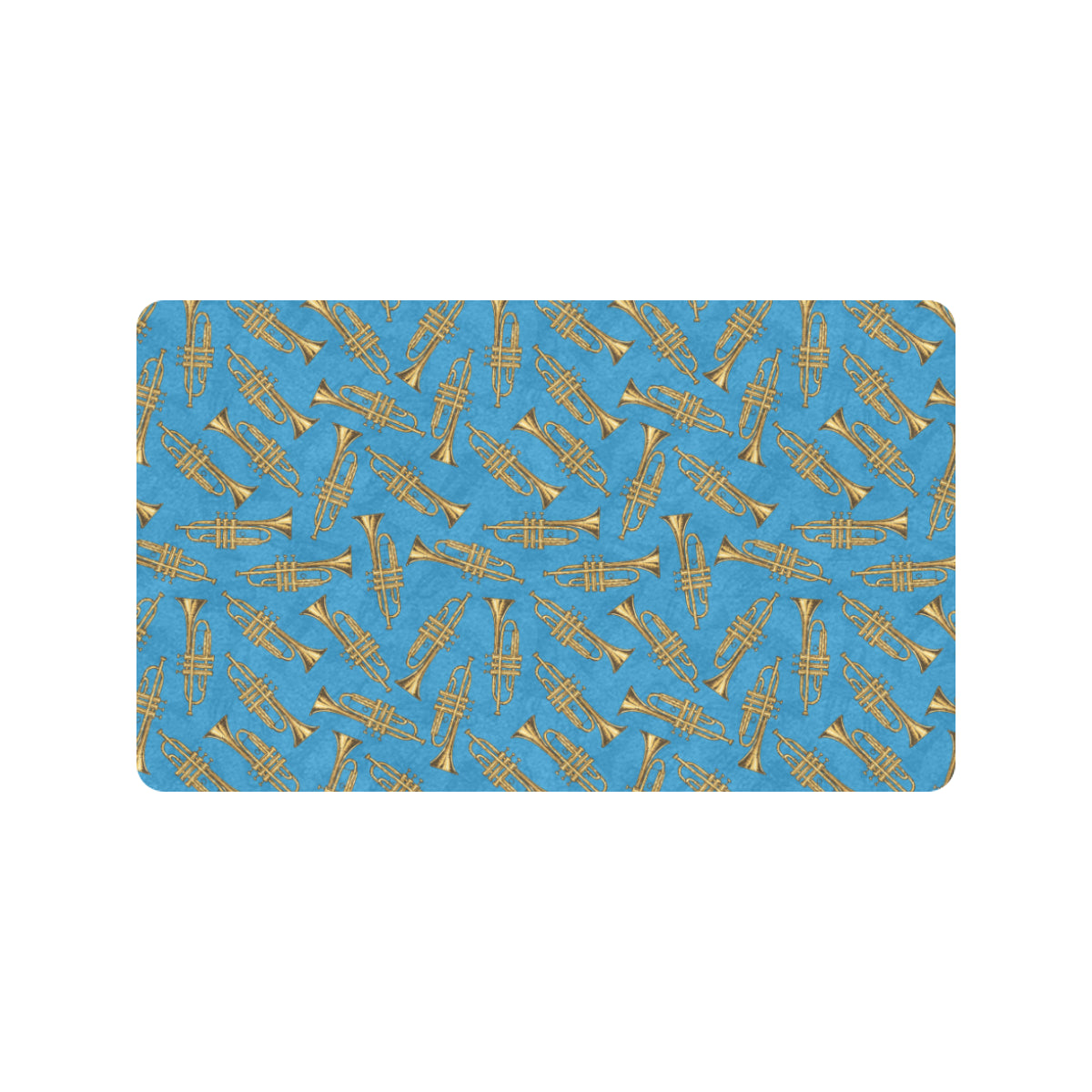 Trumpet Golden Pattern Themed Print Rubber Doormat