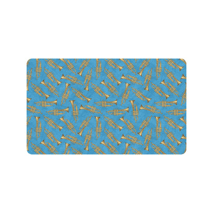 Trumpet Golden Pattern Themed Print Rubber Doormat
