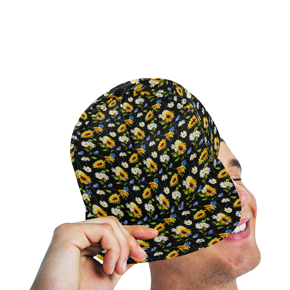 Sunflower Chamomile Bright Color Print Snapback Cap