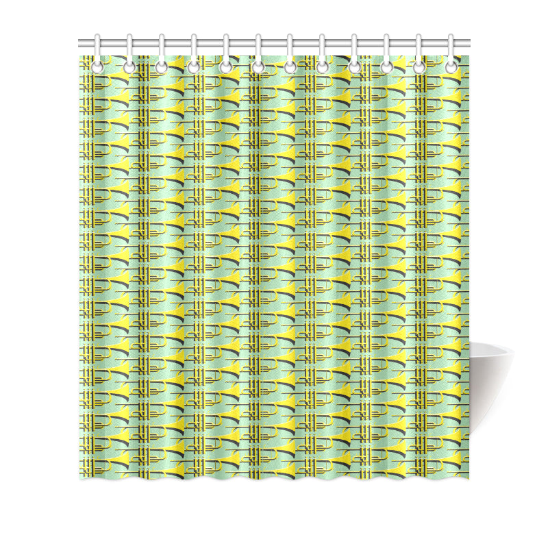Trumpet Vintage Design Print Shower Curtain
