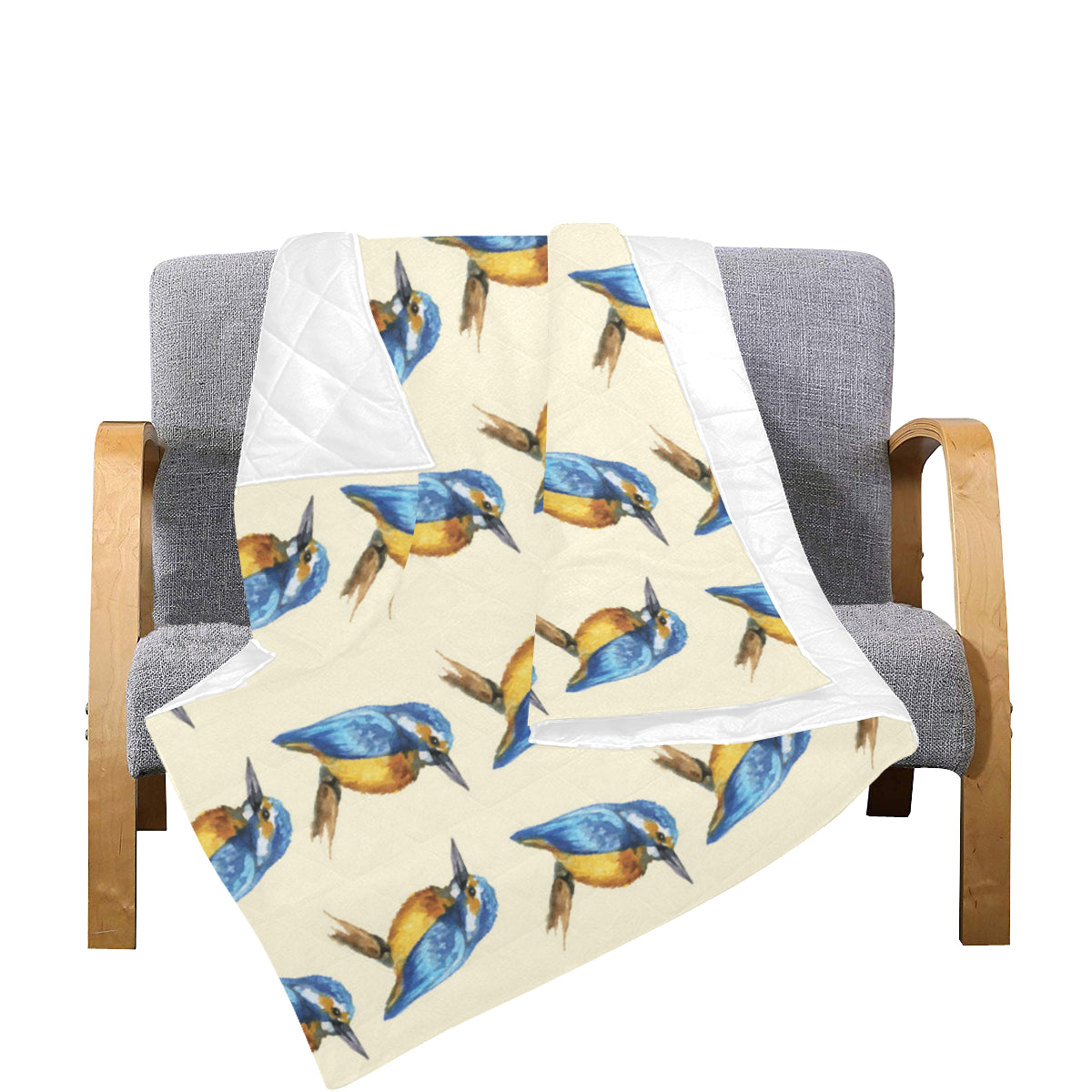 Kingfisher Pattern Print Design 01 Premium Quilt