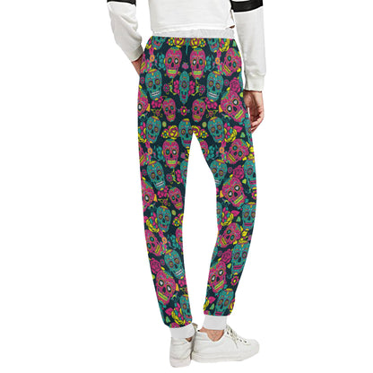 Sugar Skull Floral Design Themed Print Unisex Sweatpants