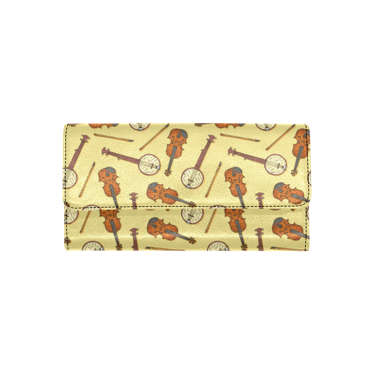 Banjo Violin Pattern Print Design 01 Women's Trifold Wallet