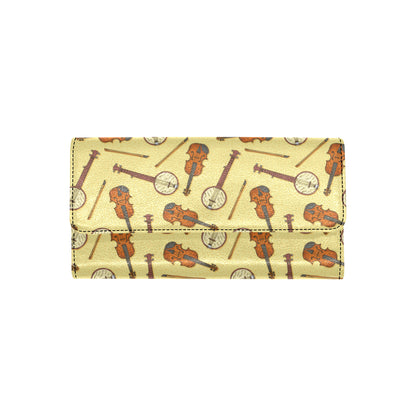 Banjo Violin Pattern Print Design 01 Women's Trifold Wallet
