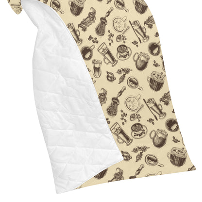 Coffee Pattern Print Design 05 Premium Quilt