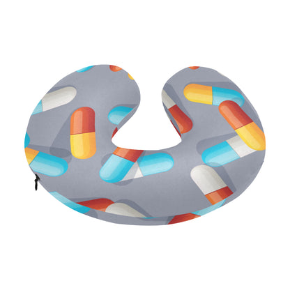 Pill Pattern Print Design A01 U-Shaped Travel Neck Pillow