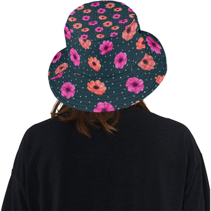 Anemone Pattern Print Design AM08 Unisex Bucket Hat