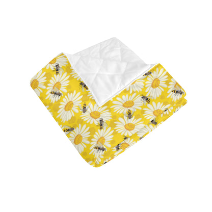 Bee Daisy Pattern Print Design 06 Premium Quilt