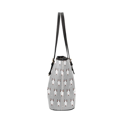 Bull Terrier Head Print Pattern Leather Tote Bag