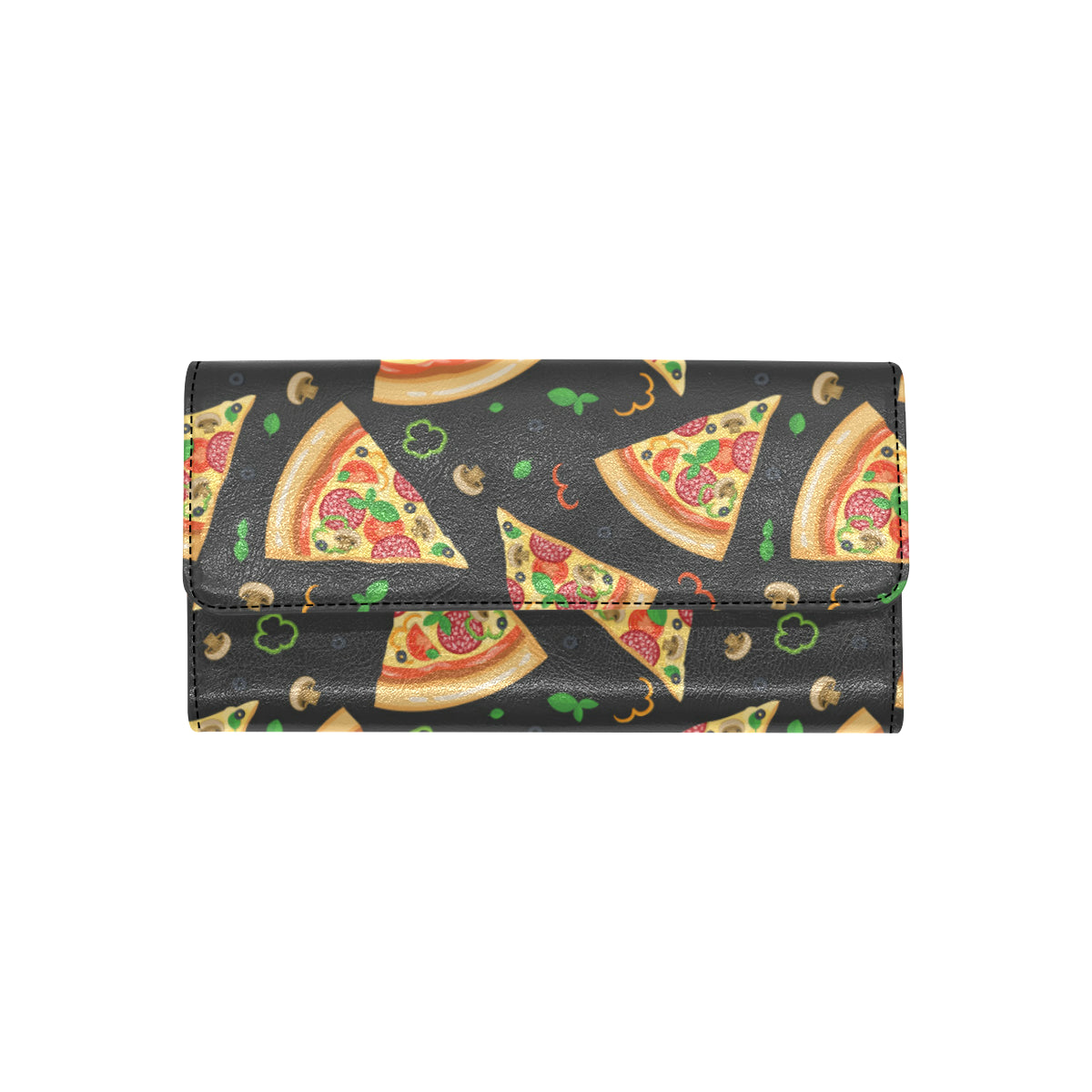 Pizza Pattern Print Design A02 Women's Trifold Wallet