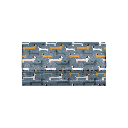 Dachshund Pattern Print Design 012 Women's Trifold Wallet
