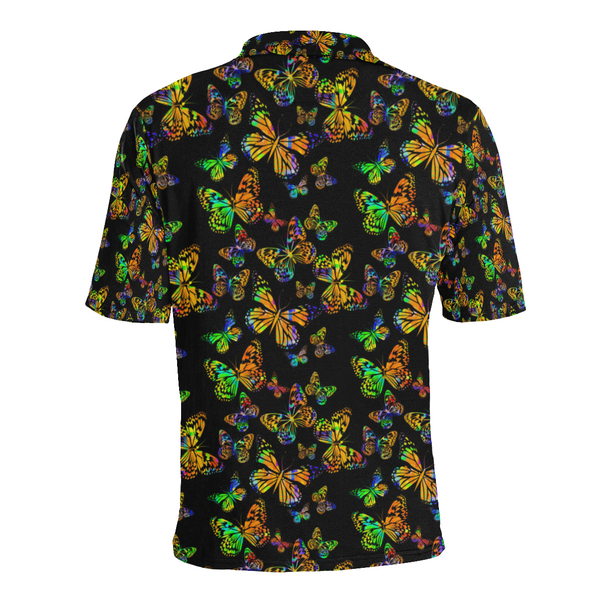 Butterfly Neon Color Print Pattern Men Polo Shirt