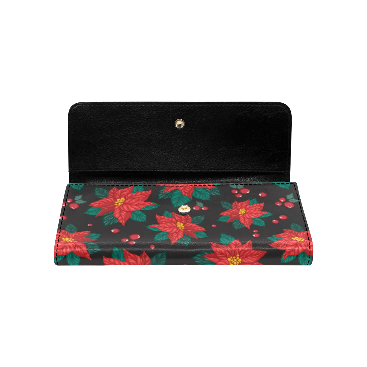 Poinsettia Pattern Print Design POT07 Women's Trifold Wallet