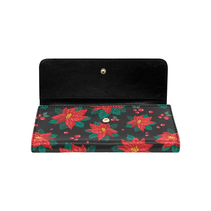 Poinsettia Pattern Print Design POT07 Women's Trifold Wallet