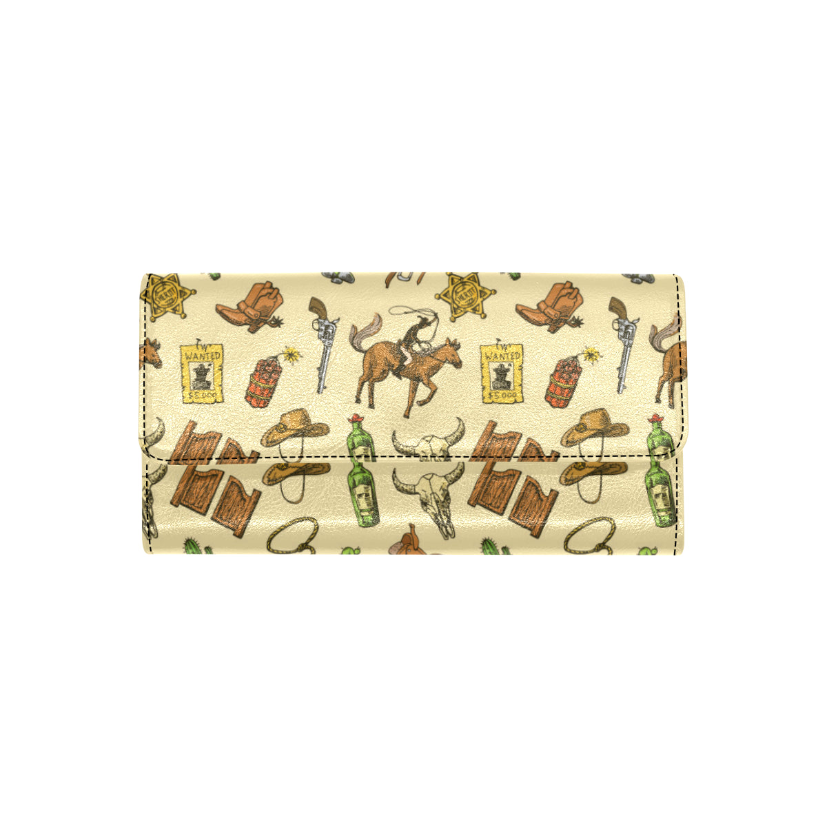 Cowboy Pattern Print Design 04 Women's Trifold Wallet