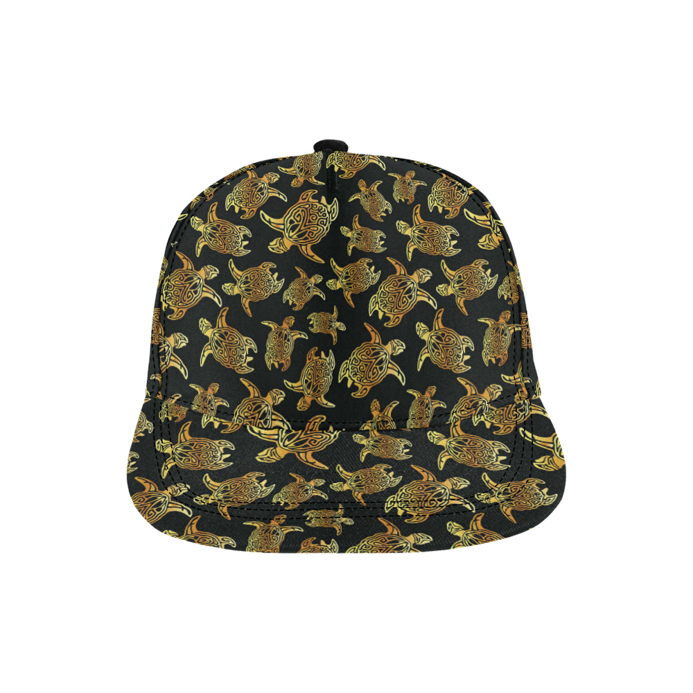 Gold Tribal Turtle Polynesian Themed Snapback Cap
