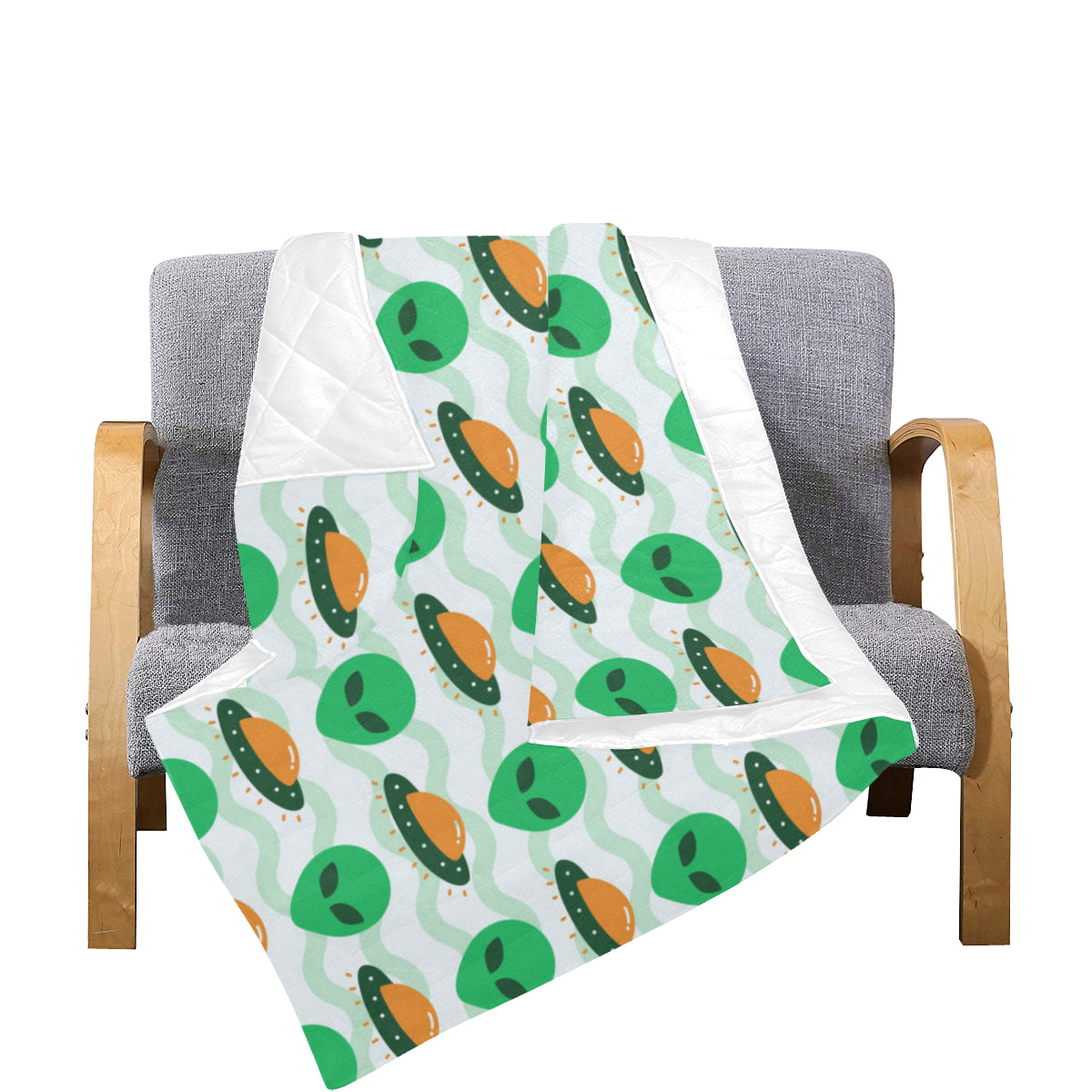 Alien UFO Pattern Print Design 04 Premium Quilt