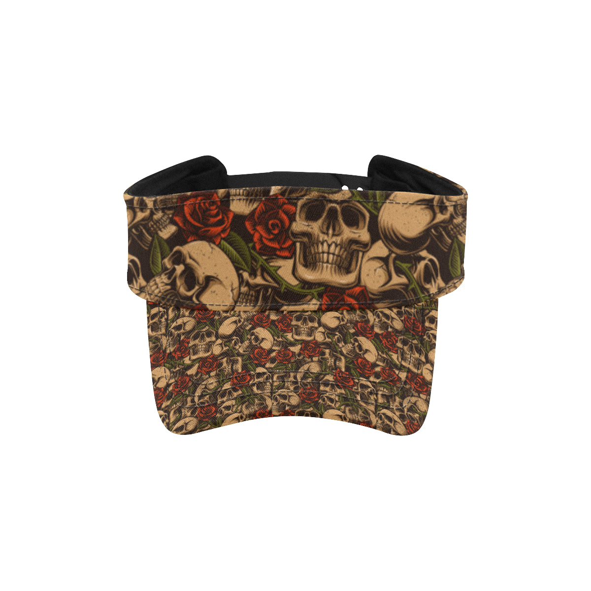 Skull Roses Vintage Design Themed Print Unisex Sun Visor