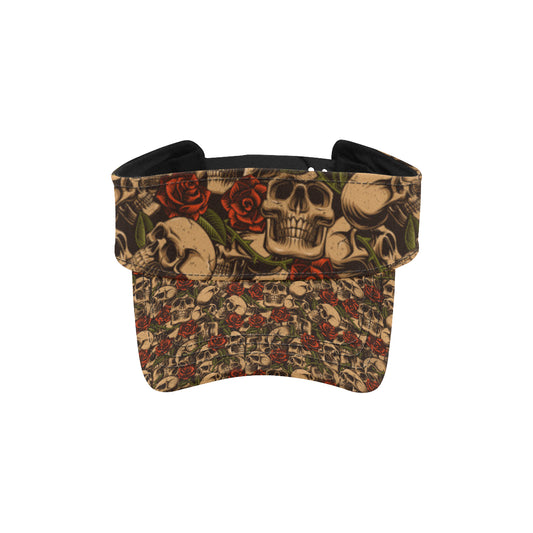 Skull Roses Vintage Design Themed Print Unisex Sun Visor