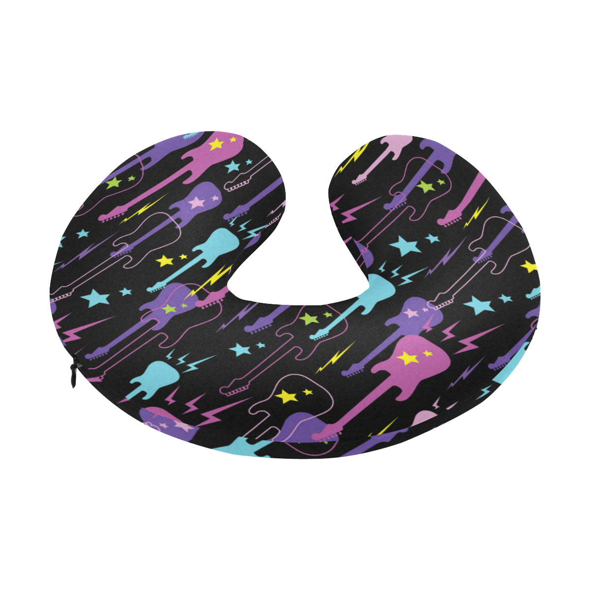 Electric Guitar Pattern Print Design 02 U-Shaped Travel Neck Pillow