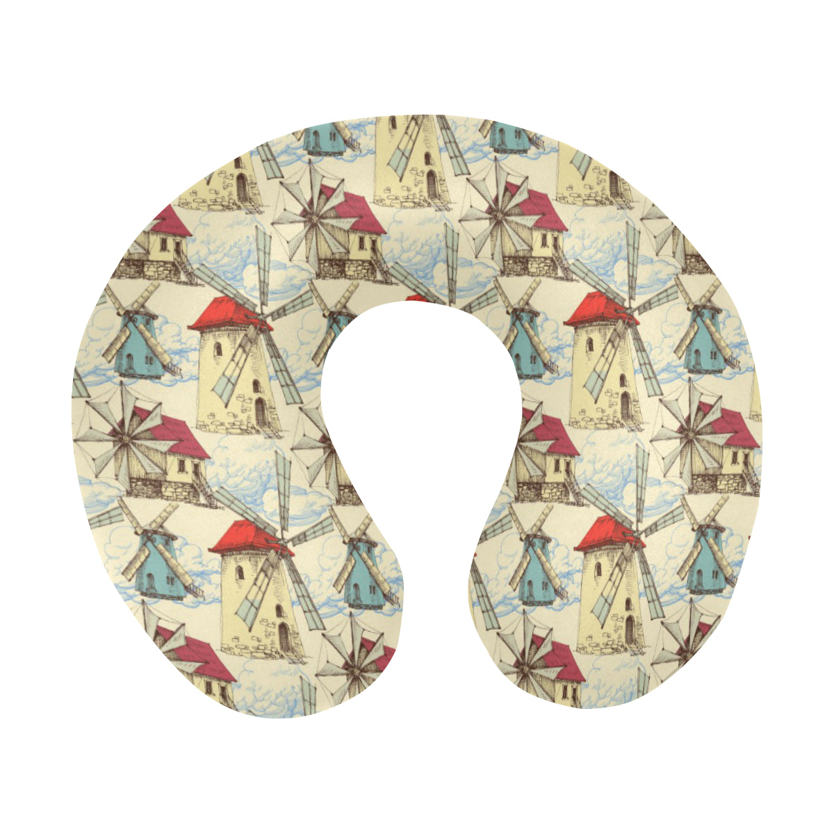 Windmill Pattern Print Design 01 U-Shaped Travel Neck Pillow