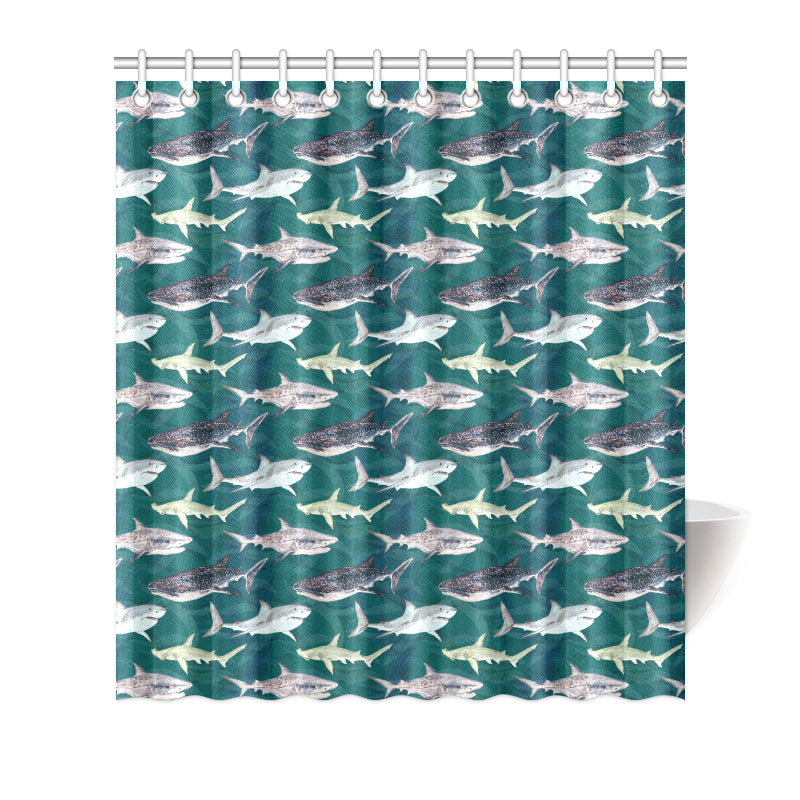 Shark Style Print Shower Curtain