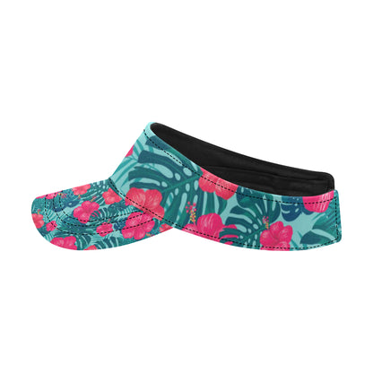 Red Hibiscus Pattern Print Design HB017 Unisex Sun Visor