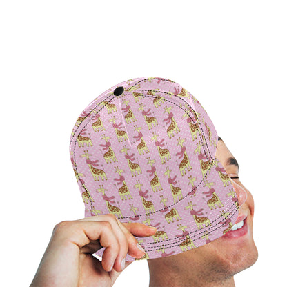 Giraffe Cute Pink Polka Dot Print Snapback Cap