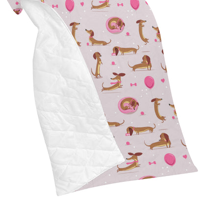 Dachshund Pattern Print Design 10 Premium Quilt