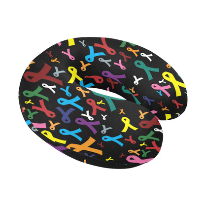 Cancer Awareness Pattern Print Design 03 U-Shaped Travel Neck Pillow