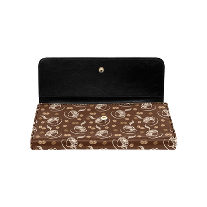 Coffee Pattern Print Design 03 Women's Trifold Wallet