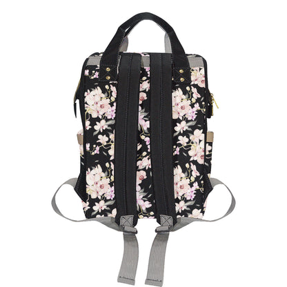 Orchid White Pattern Print Design OR03 Diaper Bag Backpack