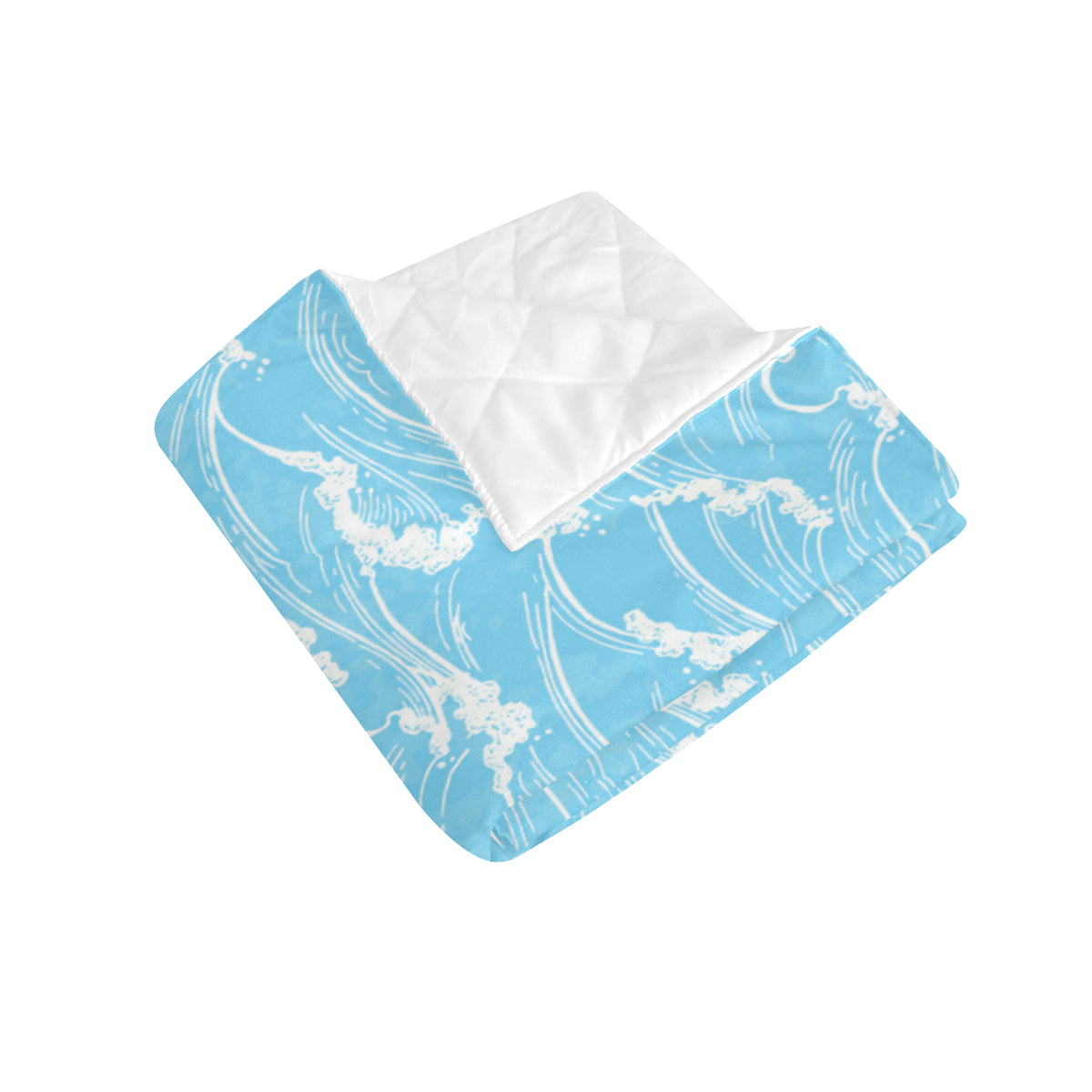 Ocean Wave Pattern Print Design A01 Premium Quilt