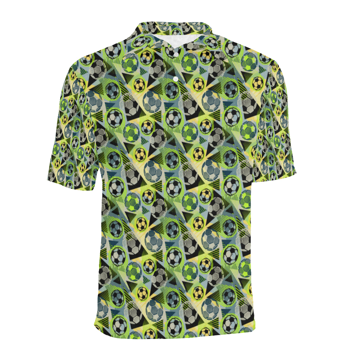 Soccer Ball Themed Print Pattern Men Polo Shirt