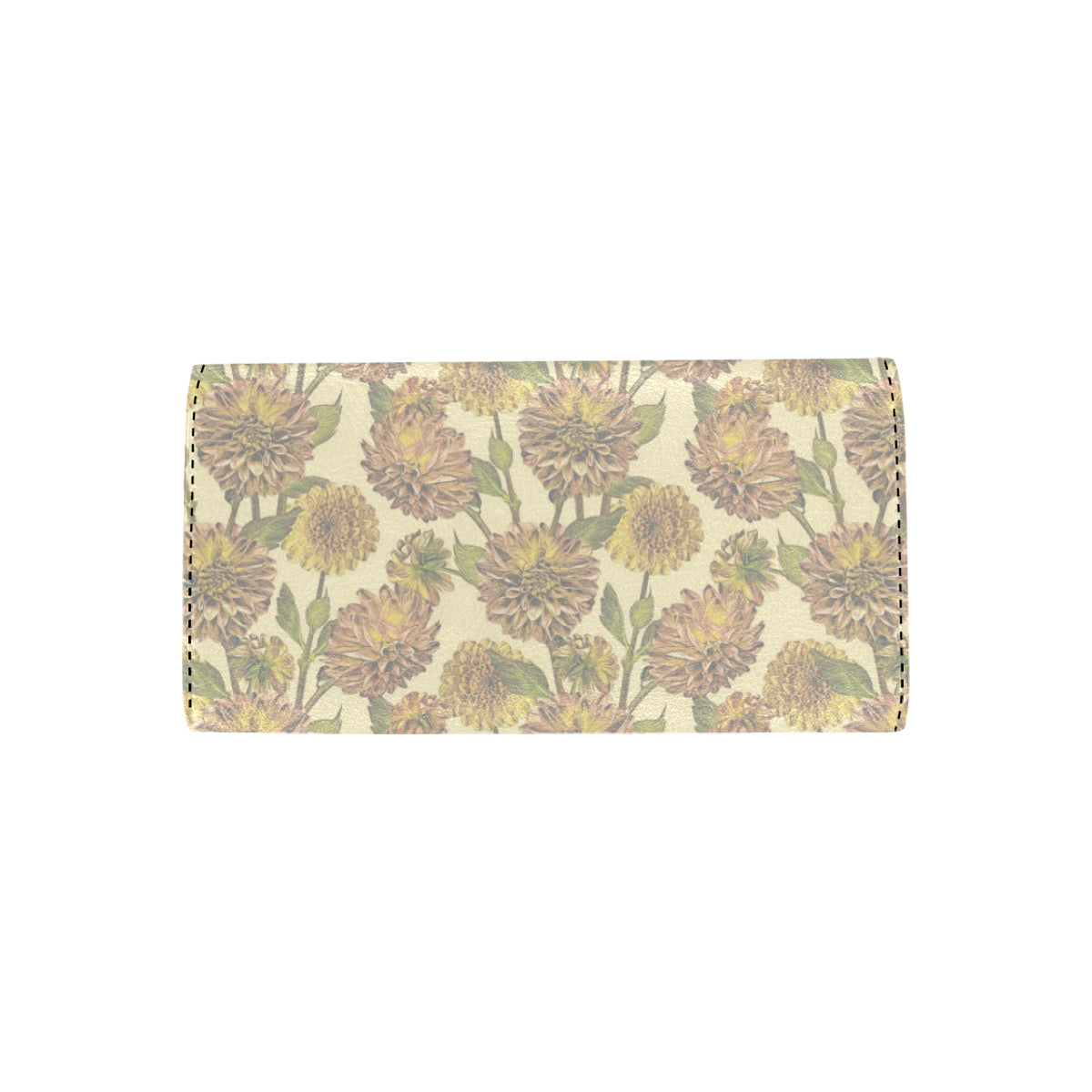 Dahlia Pattern Print Design DH09 Women's Trifold Wallet