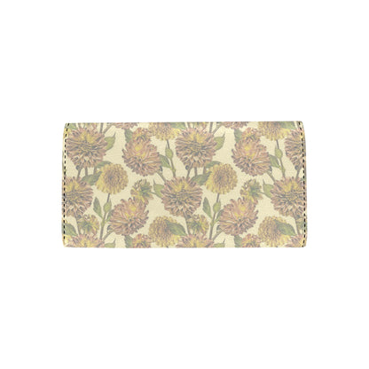 Dahlia Pattern Print Design DH09 Women's Trifold Wallet