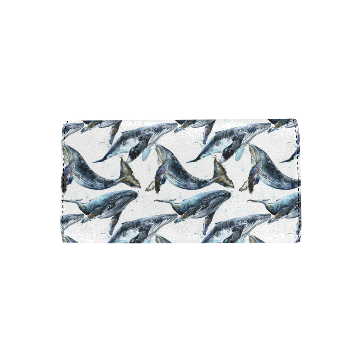 Blue Whale Pattern Print Design 03 Women's Trifold Wallet