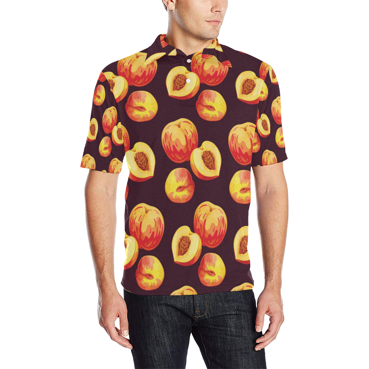 Peach Pattern Print Design A04 Men Polo Shirt