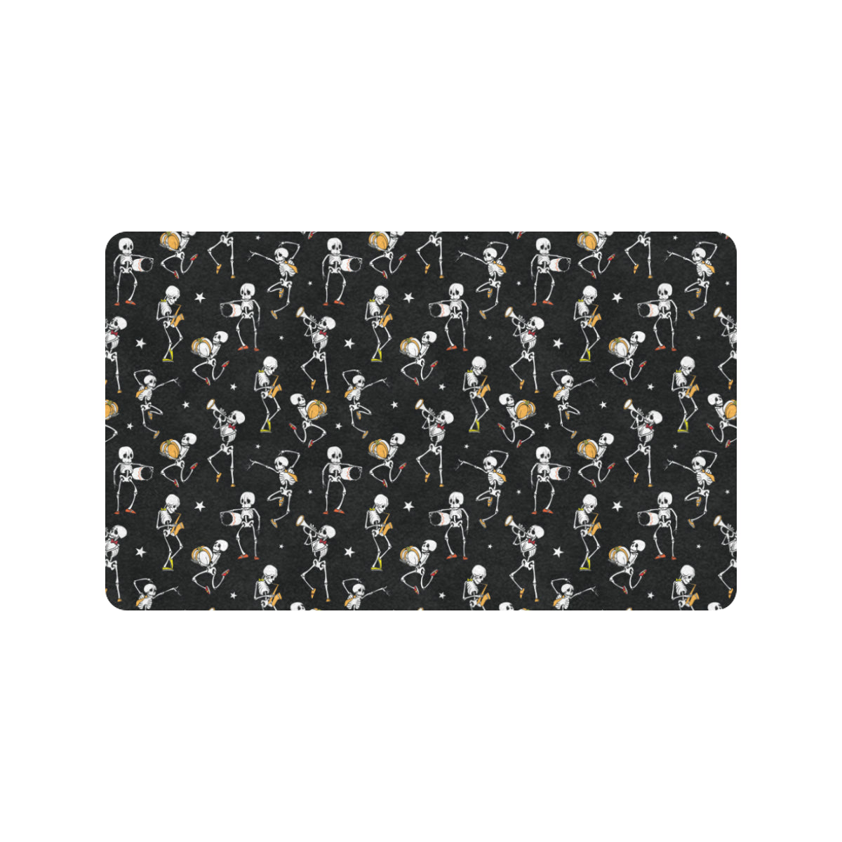 Skeleton Dance Print Rubber Doormat