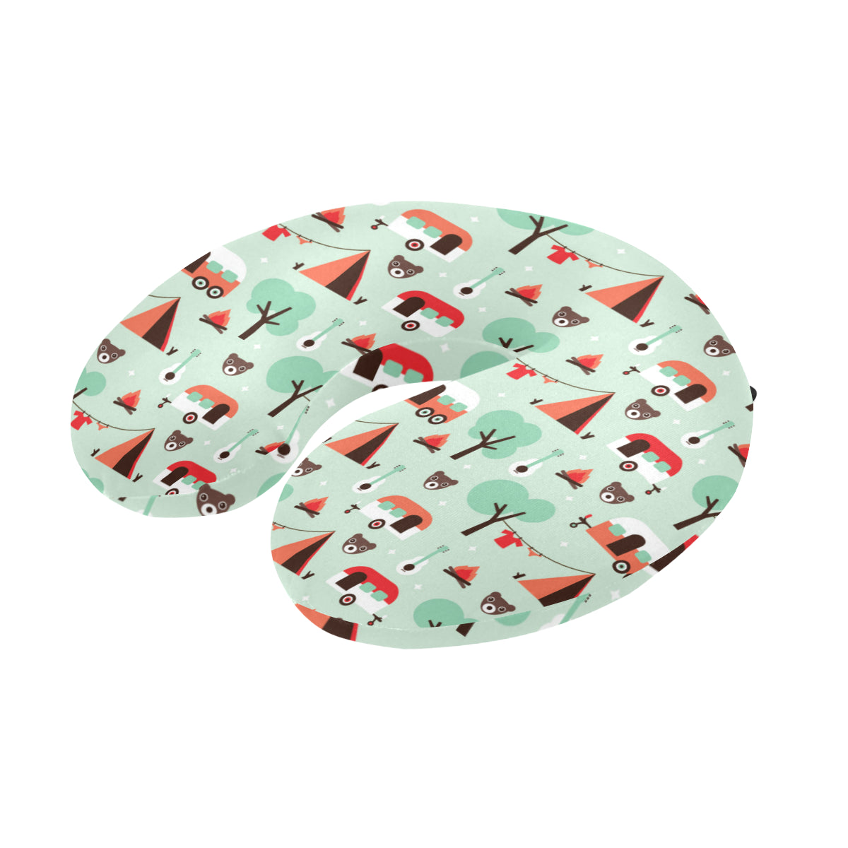 Camper Tent Pattern Print Design 01 U-Shaped Travel Neck Pillow