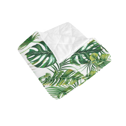 Green Pattern Tropical Palm Leaves Premium Quilt