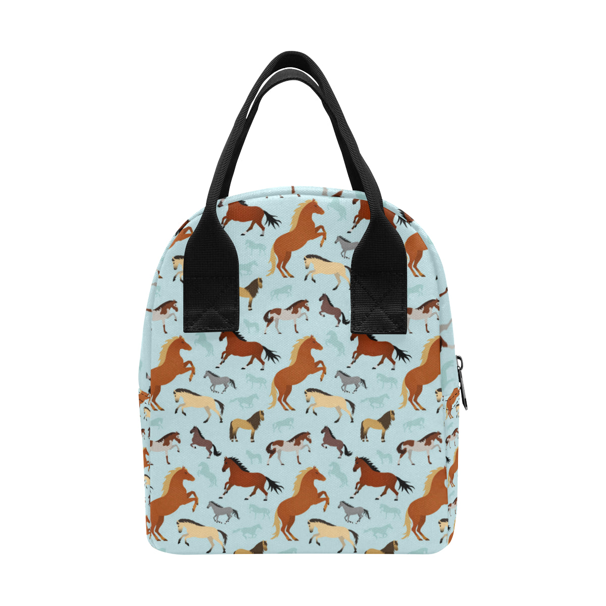 Horse Cute Themed Pattern Print Insulated Lunch Bag