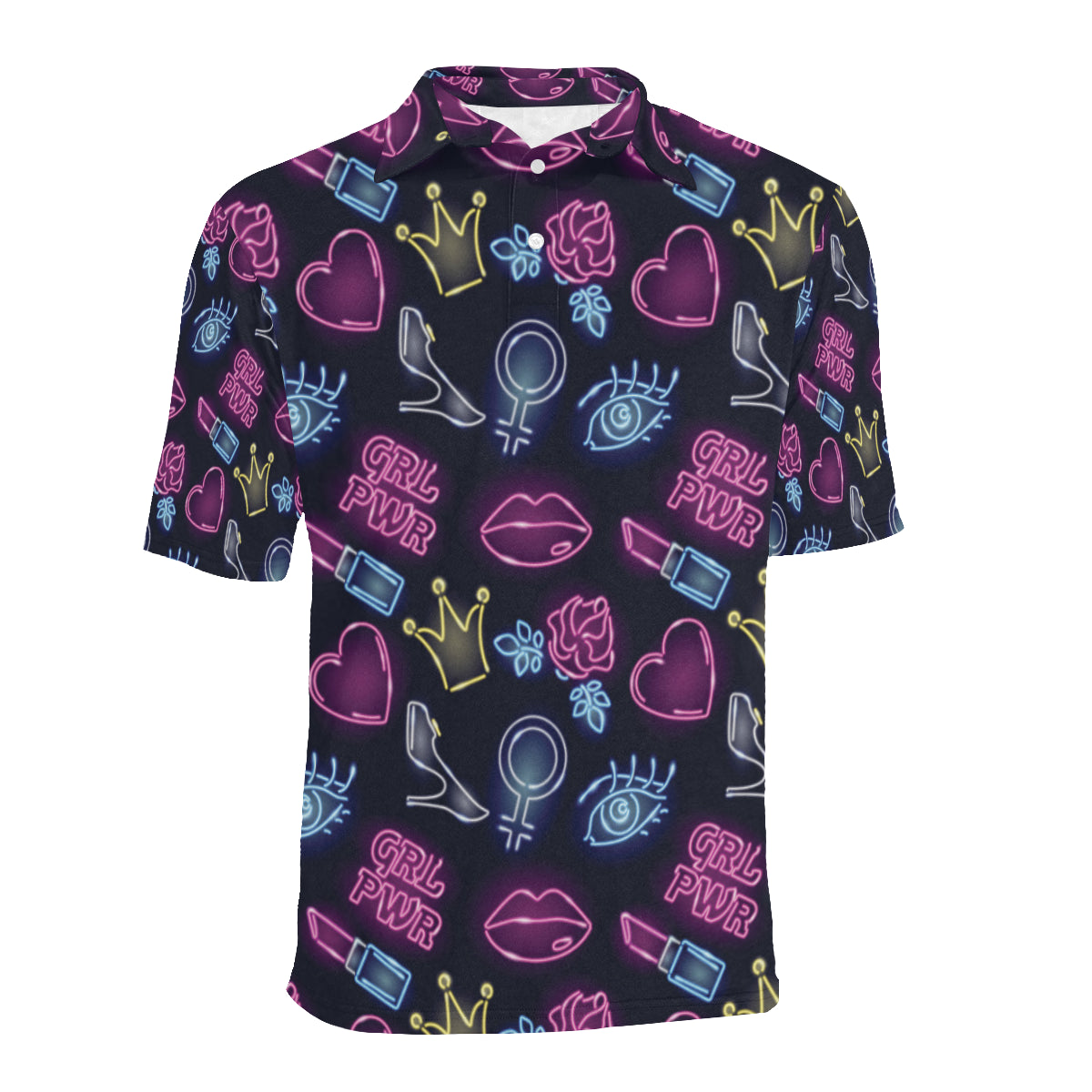 Lipstick Neon Pattern Print Design 02 Men Polo Shirt
