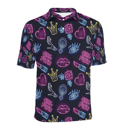 Lipstick Neon Pattern Print Design 02 Men Polo Shirt