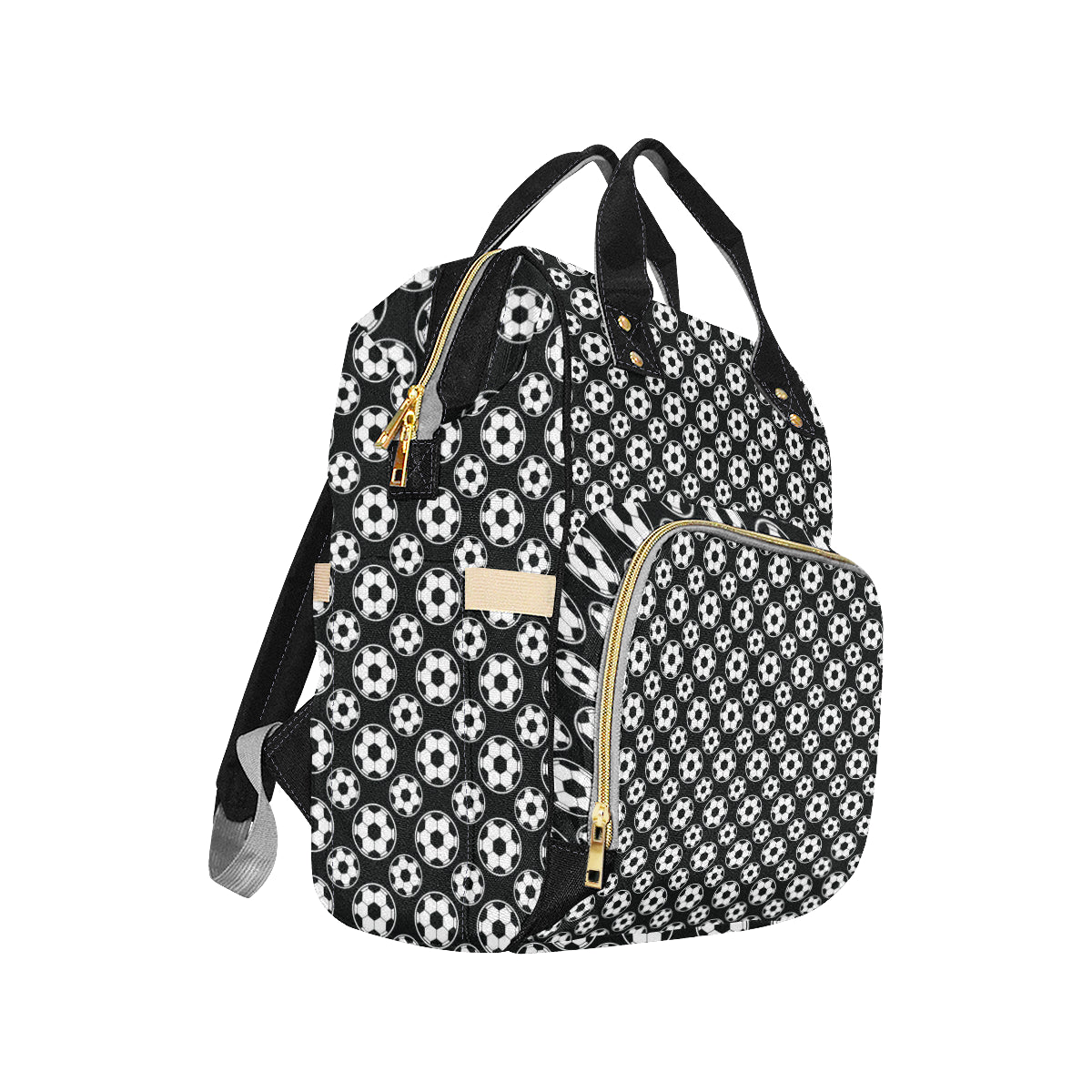 Soccer Ball Black Print Pattern Diaper Bag Backpack
