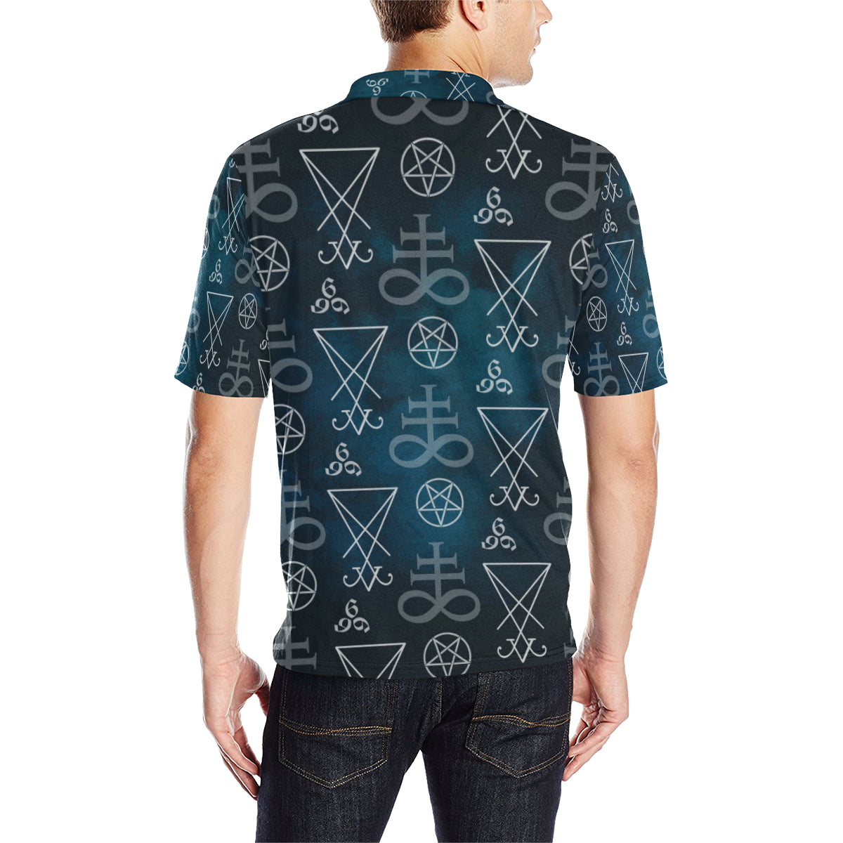 Pentagram Pattern Print Design A03 Men Polo Shirt